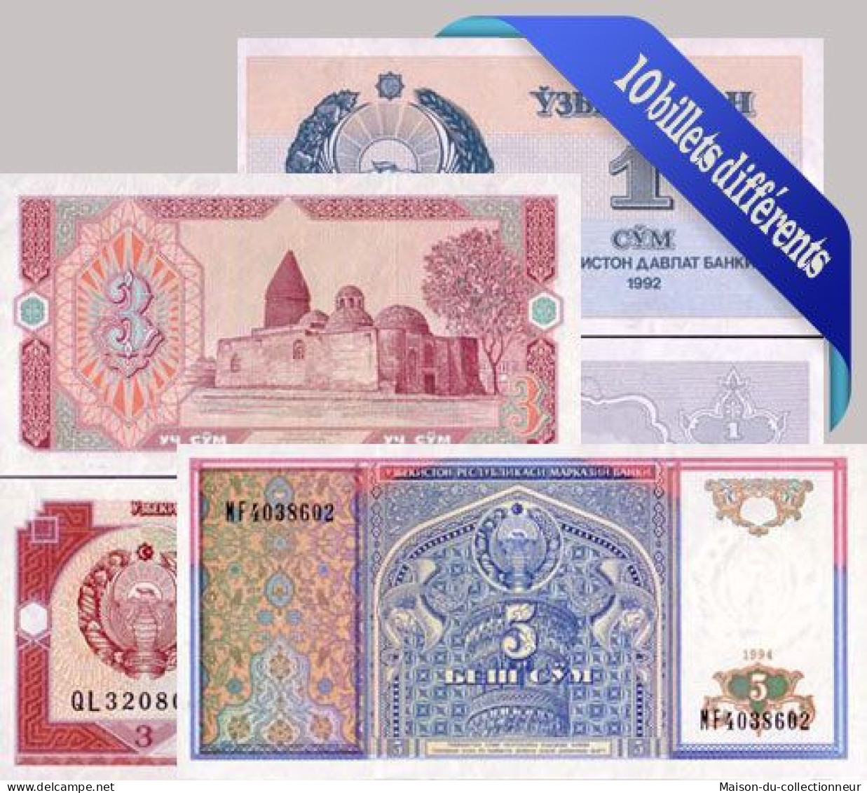 Belle Collection De 10 Billets De Banque Tous Différents De Ouzbekistan - Uzbekistán