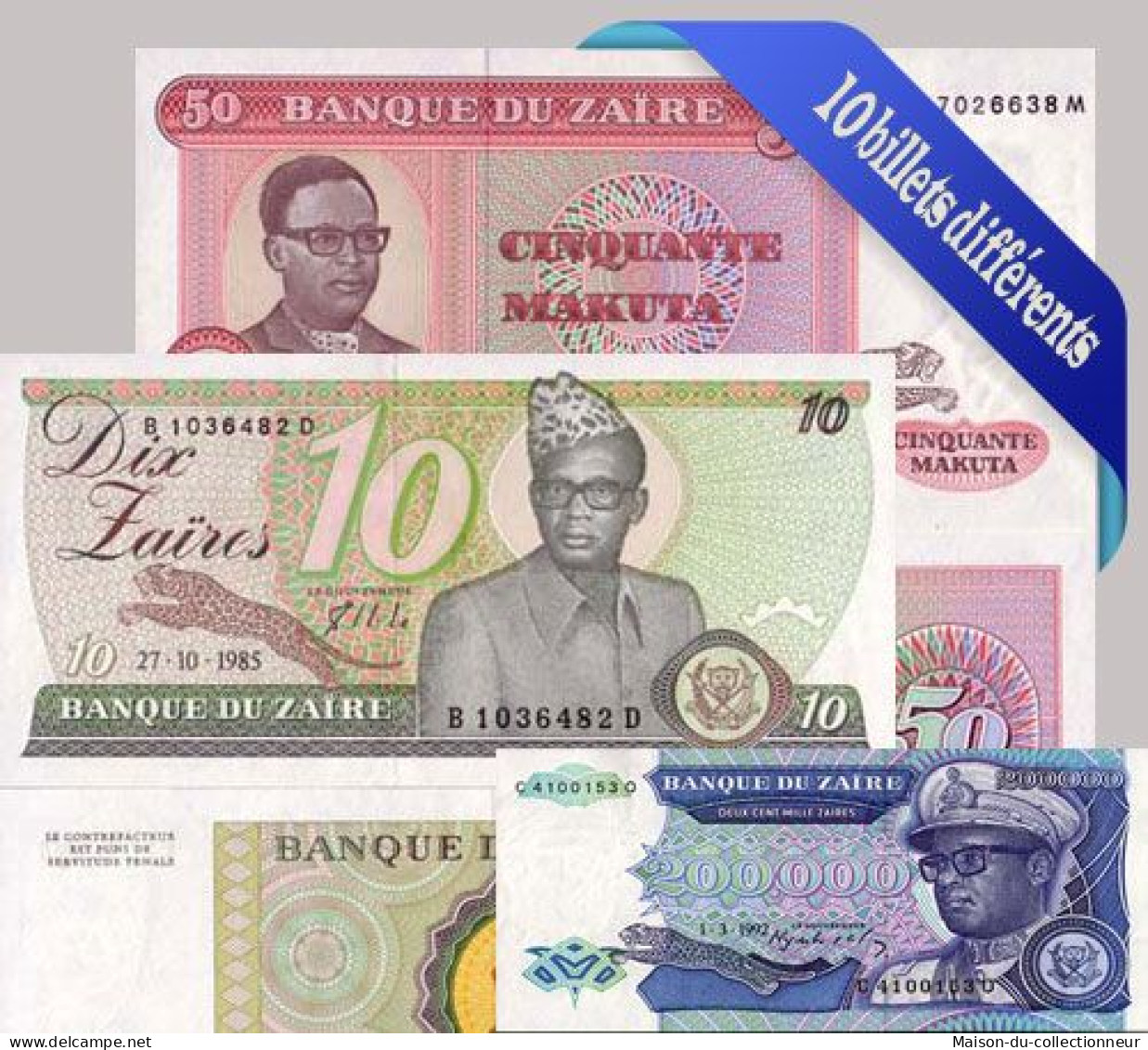 Zaire - Collection De 10 Billets De Banque Tous Différents. - Zaire