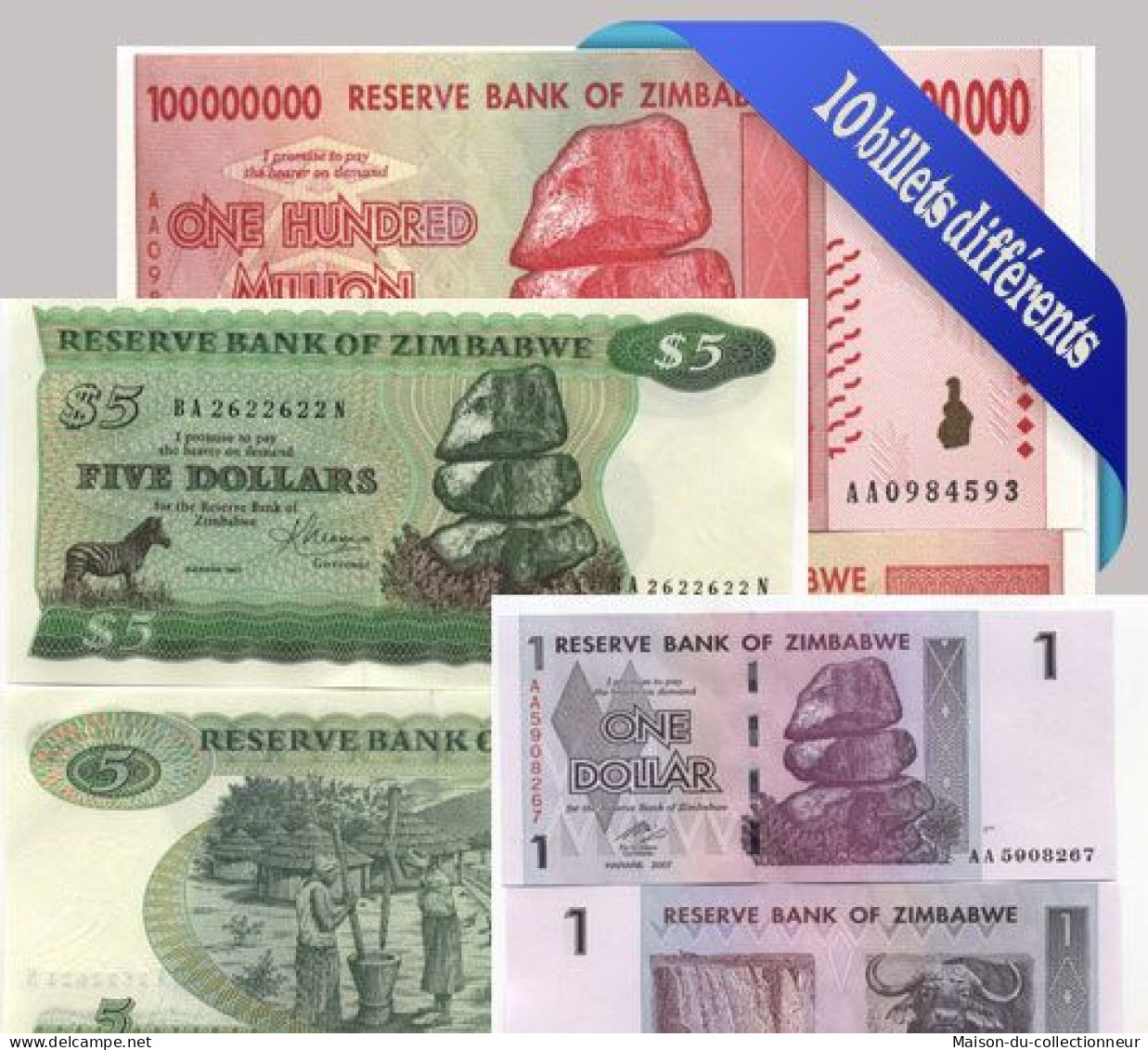 Belle Collection De 10 Billets De Banque Tous Différents De  Zimbabwe - Zimbabwe