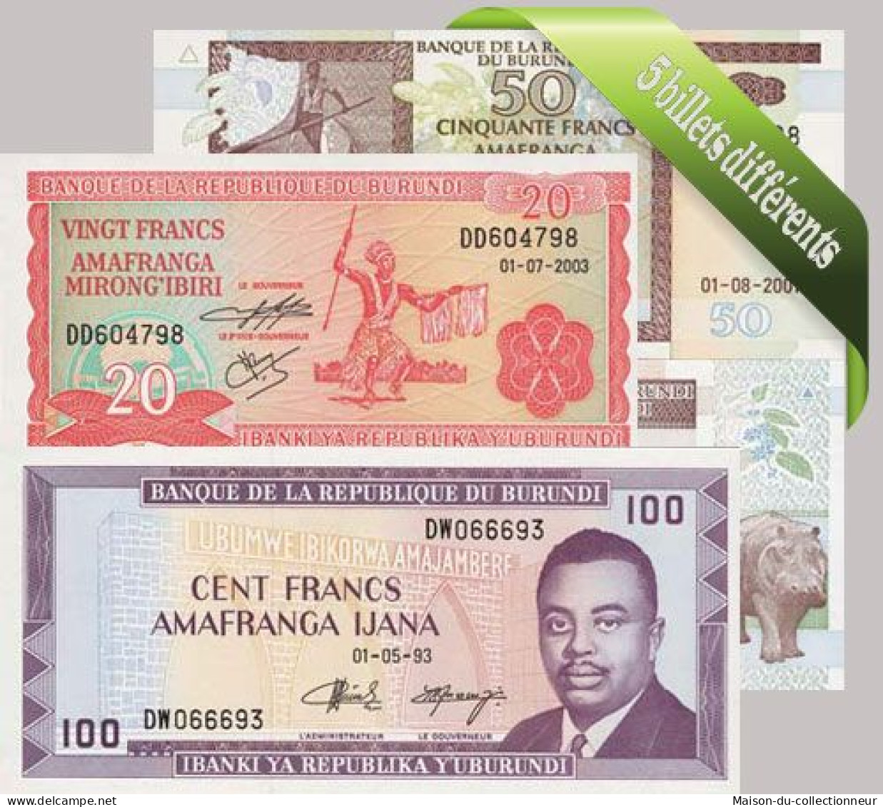 Burundi - Collection De 5 Billets De Banque Tous Différents. - Burundi