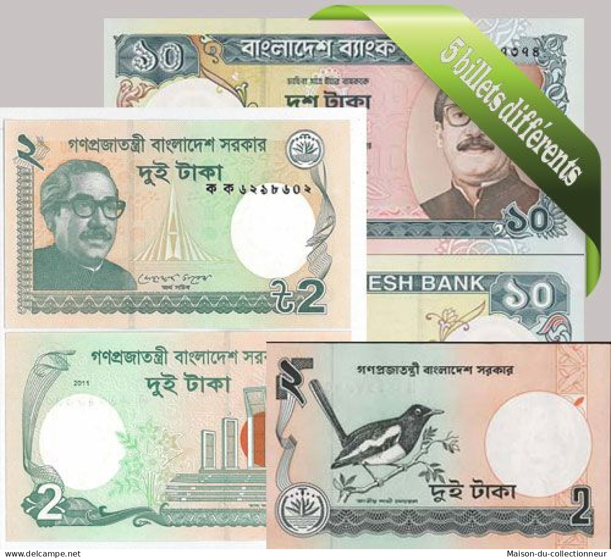 Bangladesh : Bel Ensemble De 5 Billets De Banque De Collection. - Bangladesch