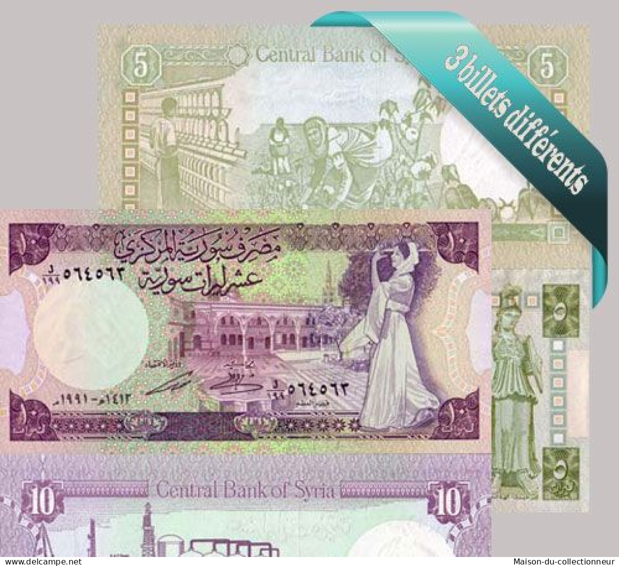 Syrie : Bel Ensemble De 3 Billets De Banque De Collection. - Siria