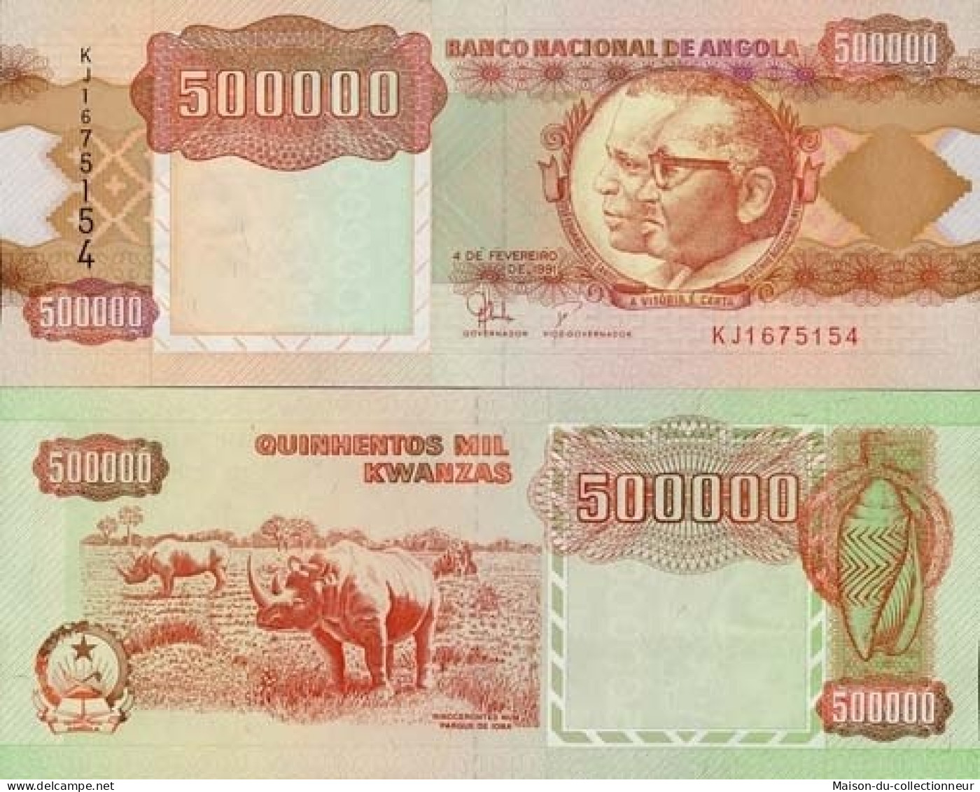 Billets De Banque Angola Pk N° 134 - 500 000 Kwanzas - Angola