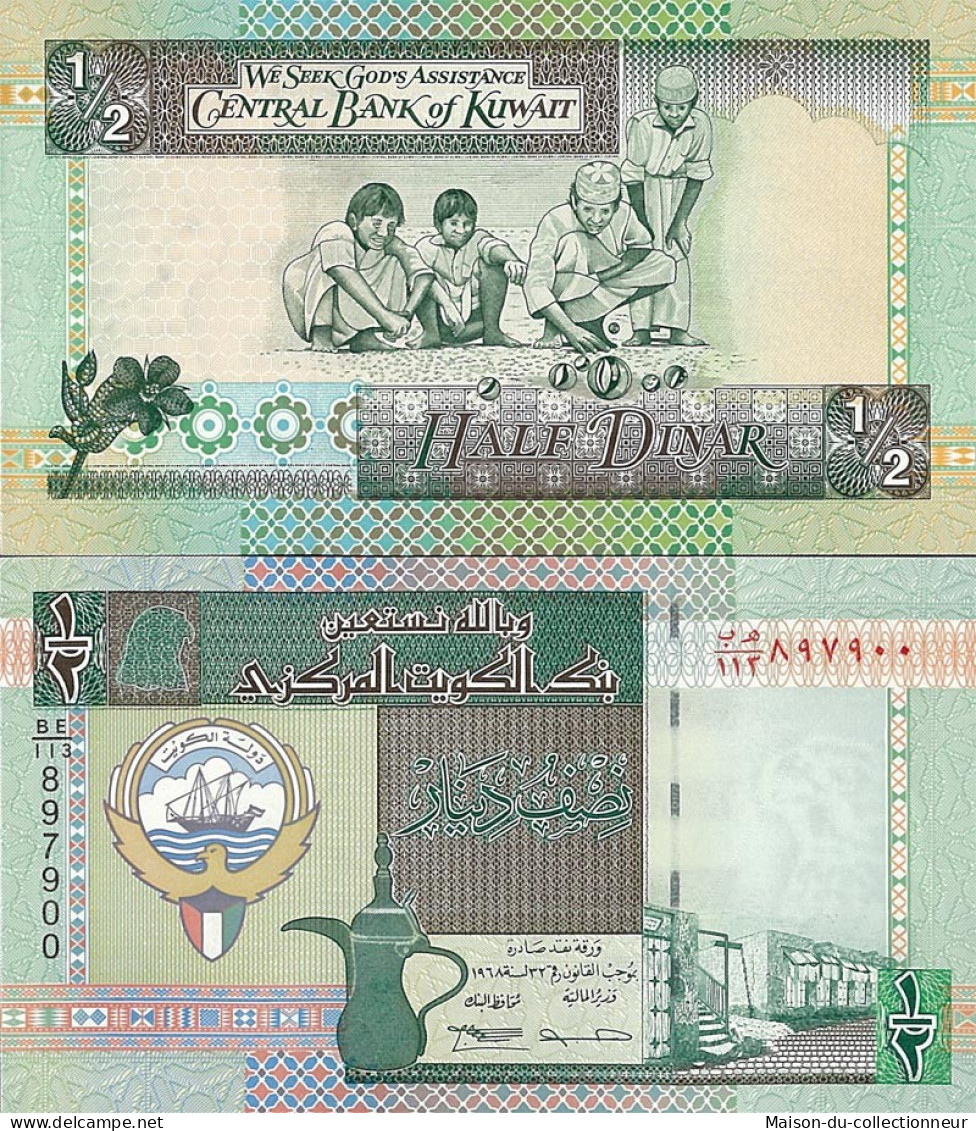 Billets De Banque Koweit Pk N° 24 - 1/2 Dinar - Kuwait