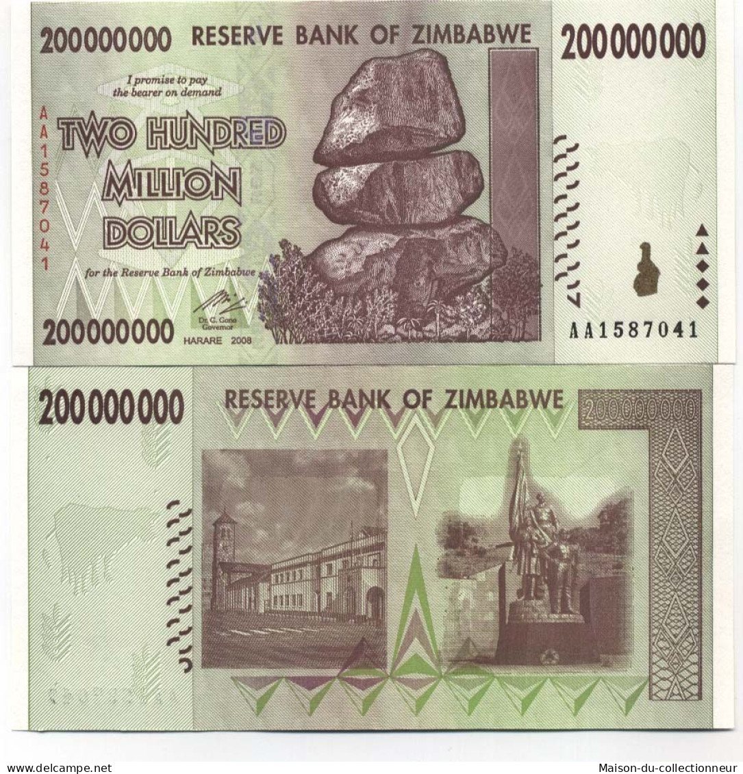 Billet De Collection Zimbabwe Pk N° 81 - 200 Millions Dollars - Simbabwe