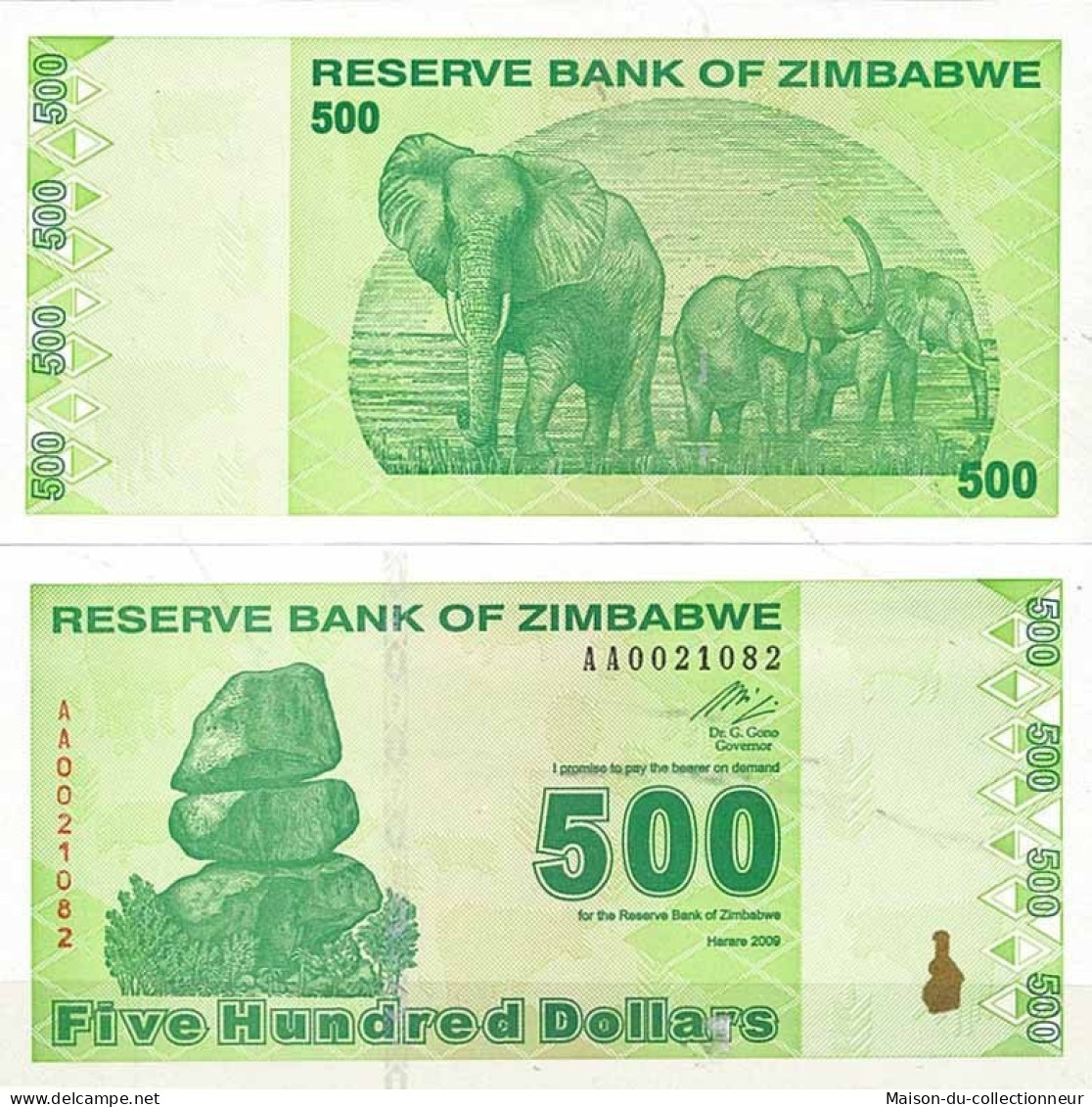 Billets De Collection Zimbabwe Pk N° 98 - 500 Dollars - Simbabwe