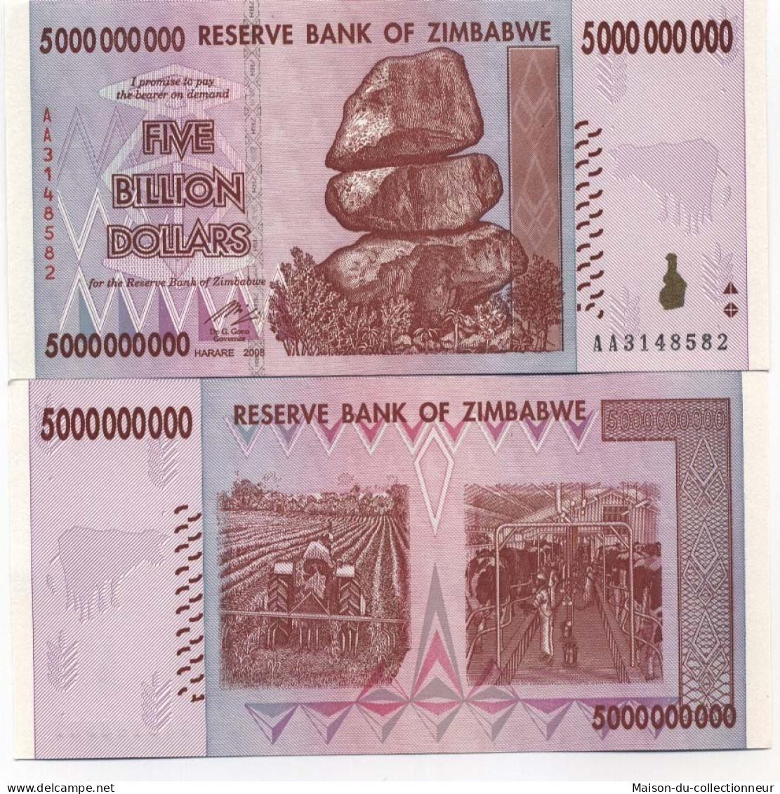 Billets De Banque Zimbabwe Pk N° 84 - 5 MILLIARDS Dollars - Zimbabwe