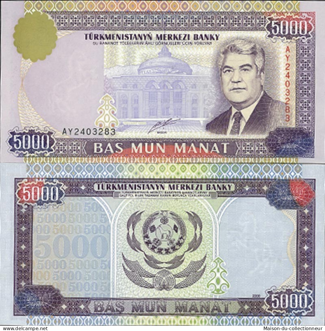 Billets De Collection Turkmenistan Pk N° 15 - 5 000 Manats - Turkmenistan