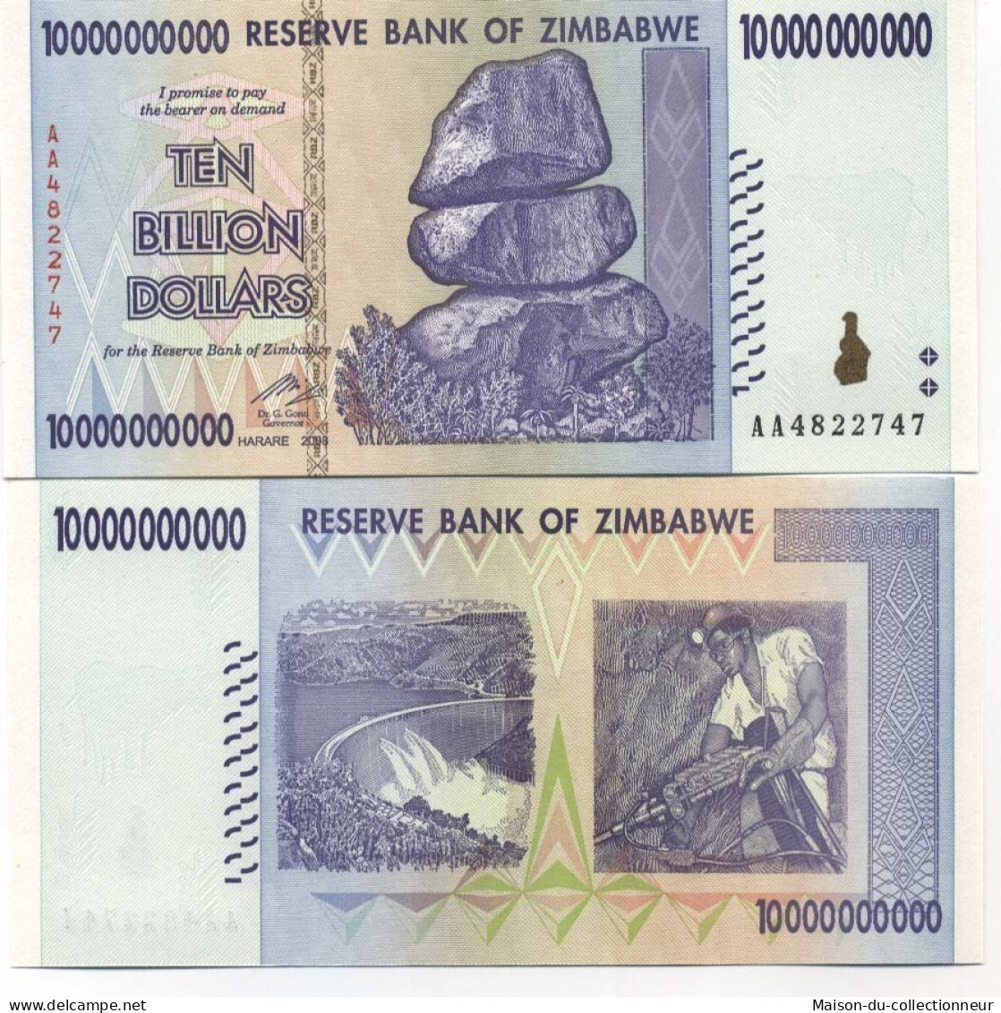 Billet De Collection Zimbabwe Pk N° 85 - 10 Milliards Dollars - Zimbabwe