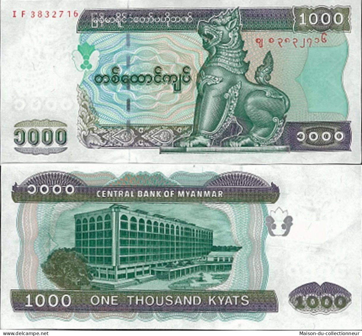 Billets De Collection Myanmar Pk N° 80 - 1000 Ruppes - Myanmar