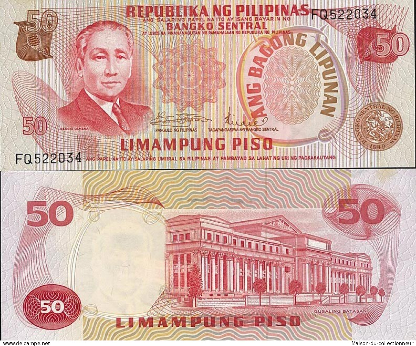 Billets De Collection Philippines Pk N° 156 - 50 Pesos - Philippines