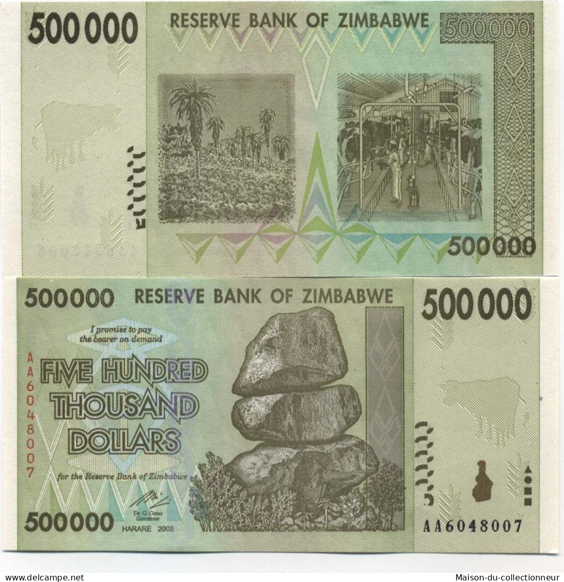 Billet De Banque Zimbabwe Pk N° 76 - 500 000 Dollars - Simbabwe