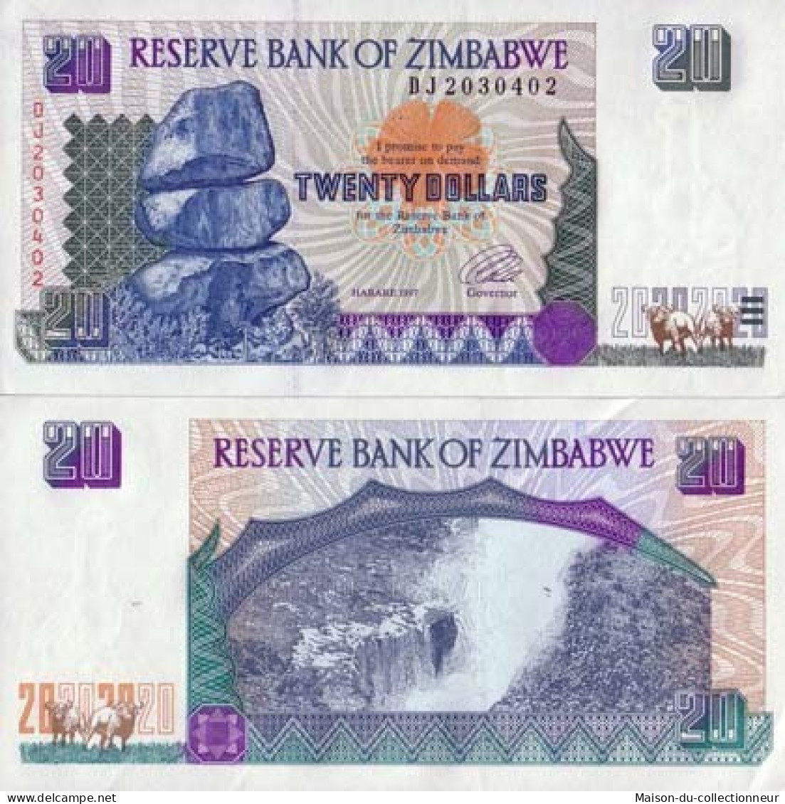 Billet De Banque Zimbabwe Pk N° 7 - 20 Dollars - Simbabwe