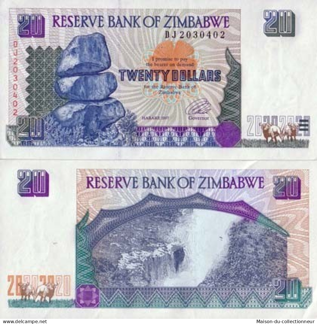 Billet De Banque Zimbabwe Pk N° 7 - 20 Dollars - Zimbabwe