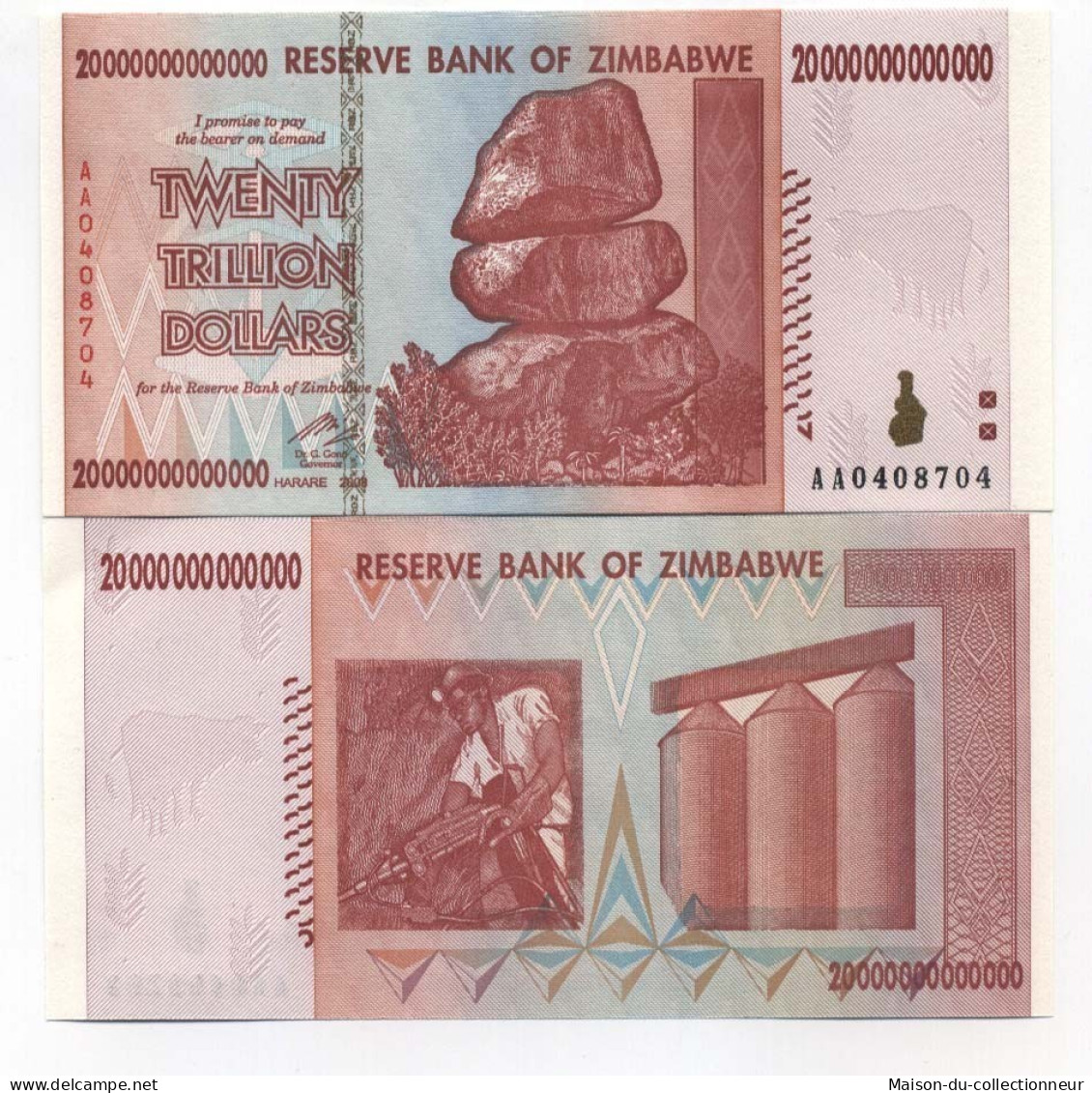 Billet De Collection Zimbabwe Pk N° 89 - 20 TRILLION Dollars - Simbabwe