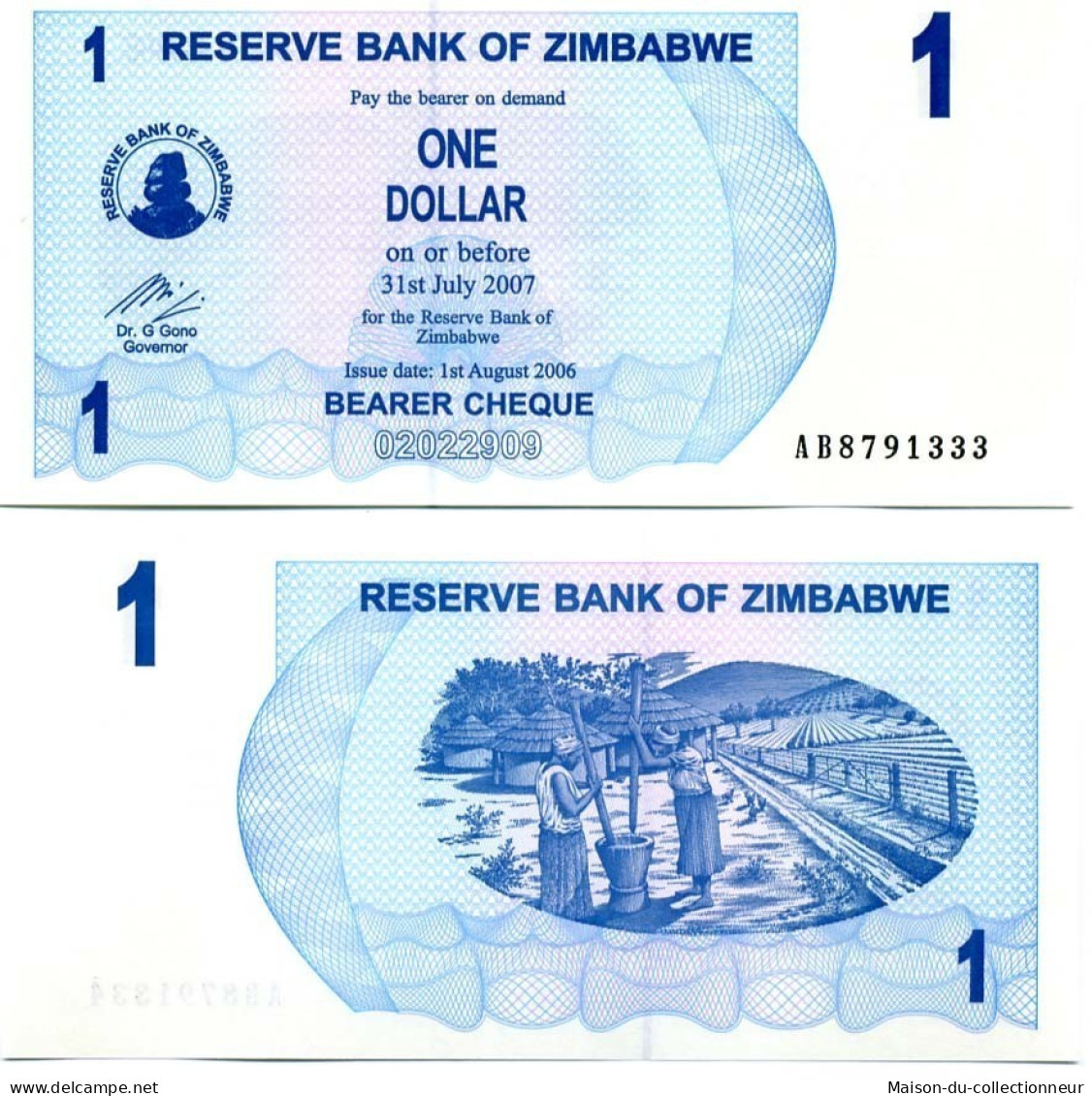 Billets De Banque Zimbabwe Pk N° 37 - 1 Dollars Bearer - Zimbabwe