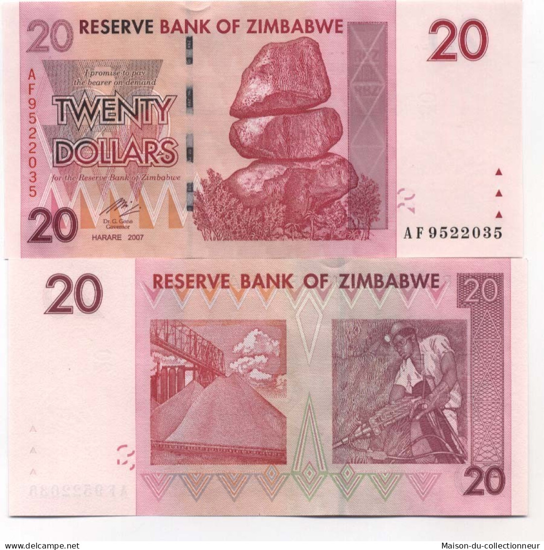 Billet De Banque Zimbabwe Pk N° 68 - 20 Dollars - Simbabwe