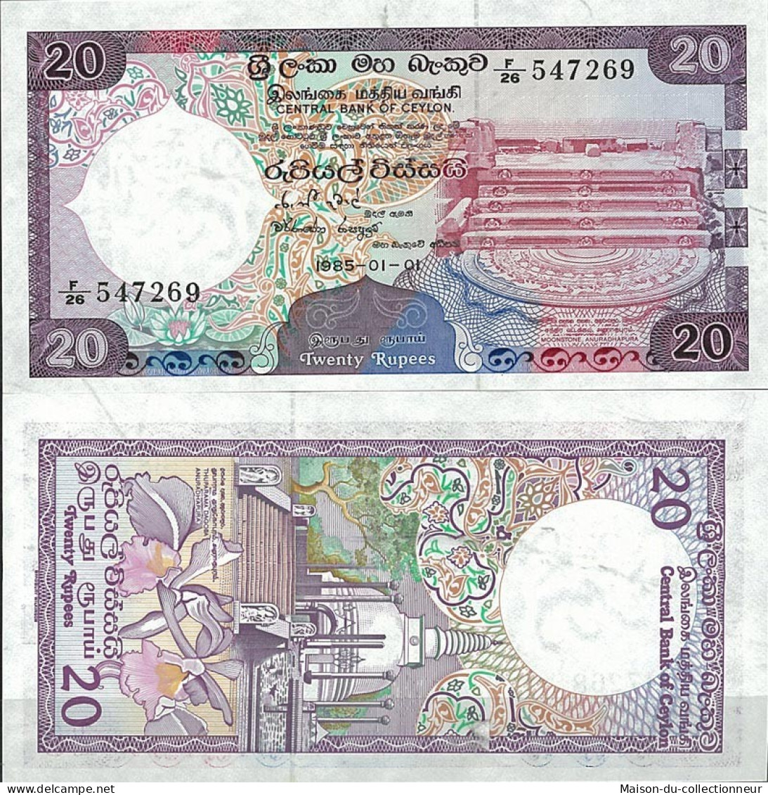 Billet De Banque Sri Lanka Pk N° 93 - De 20 Rupees - Sri Lanka