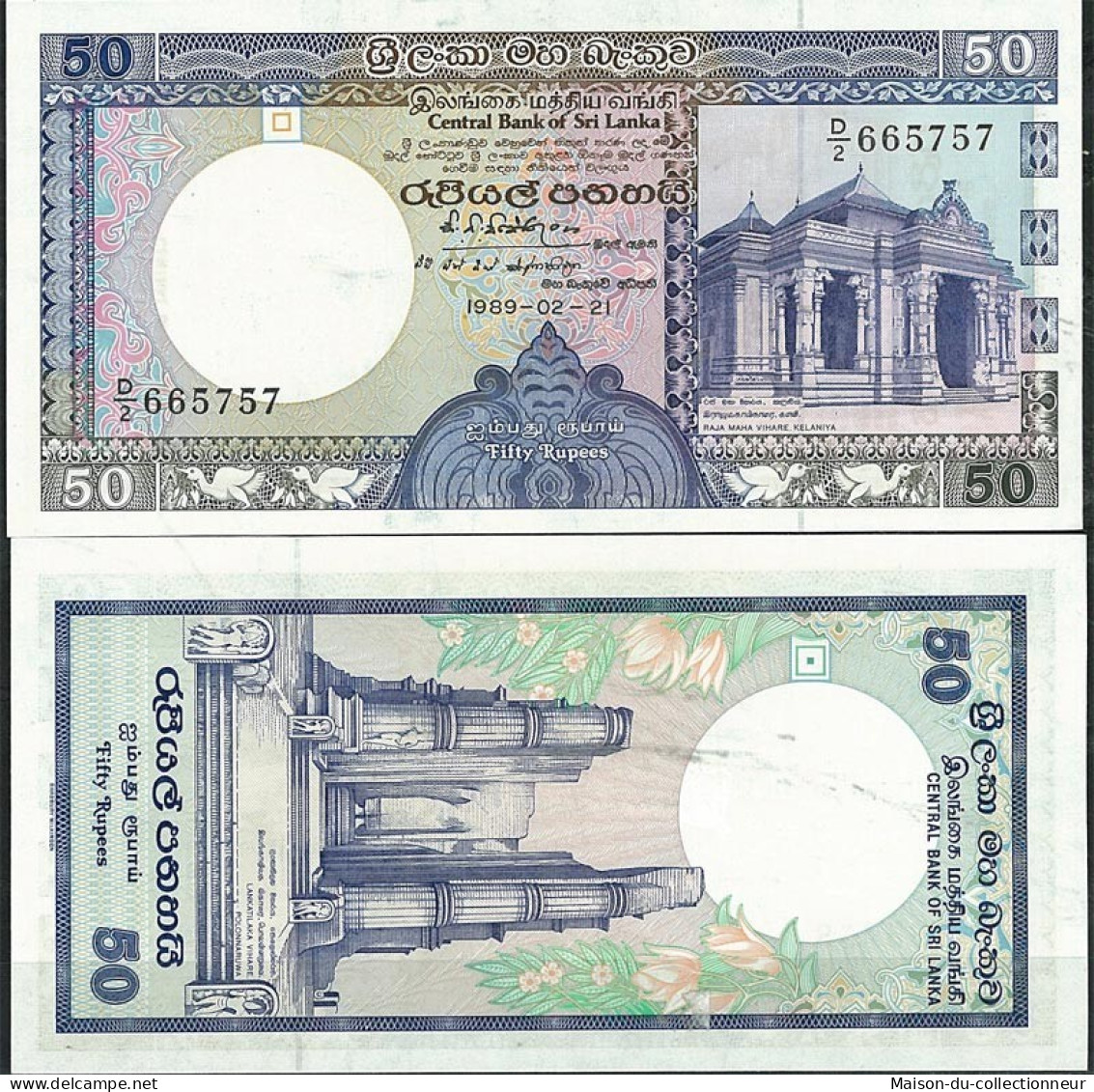 Billet De Banque Sri Lanka Pk N° 98 - De 50 Rupees - Sri Lanka