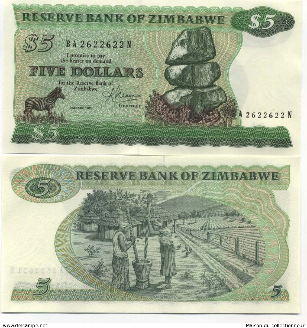 Billets Collection Zimbabwe Pk N°  2 - 5 Dollars - Zimbabwe