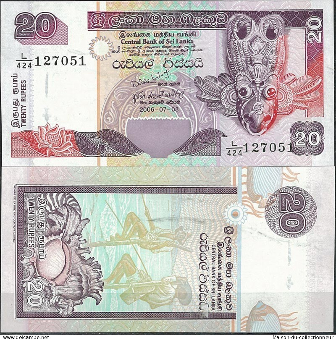 Billet De Banque Sri Lanka Pk N° 116 - De 20 Rupees - Sri Lanka