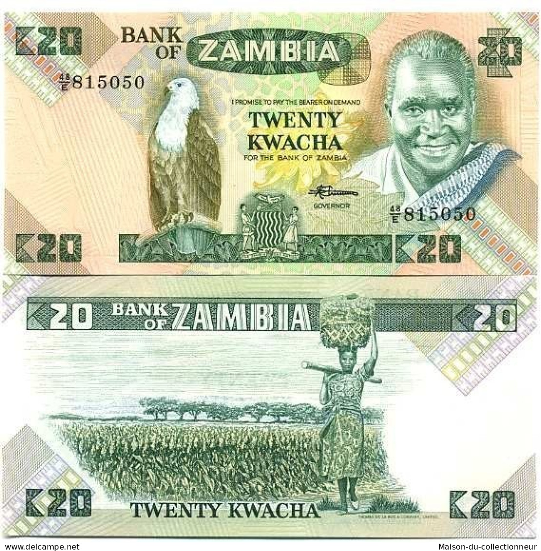 Billets De Banque Zambie Pk N° 27 - 20 Kwacha - Sambia