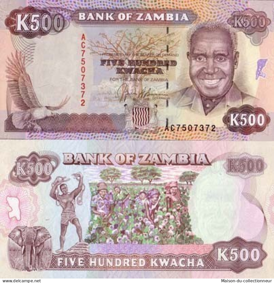 Billets Banque Zambie Pk N° 35 - 500 Kwacha - Sambia