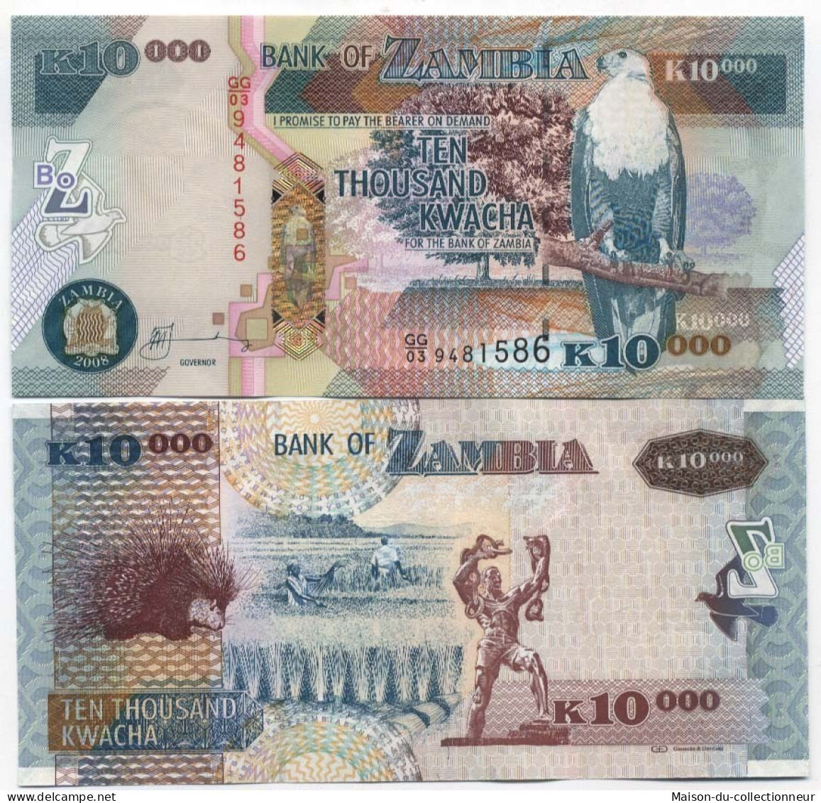 Billet De Banque Zambie Pk N° 46 - 10000 Kwacha - Zambie