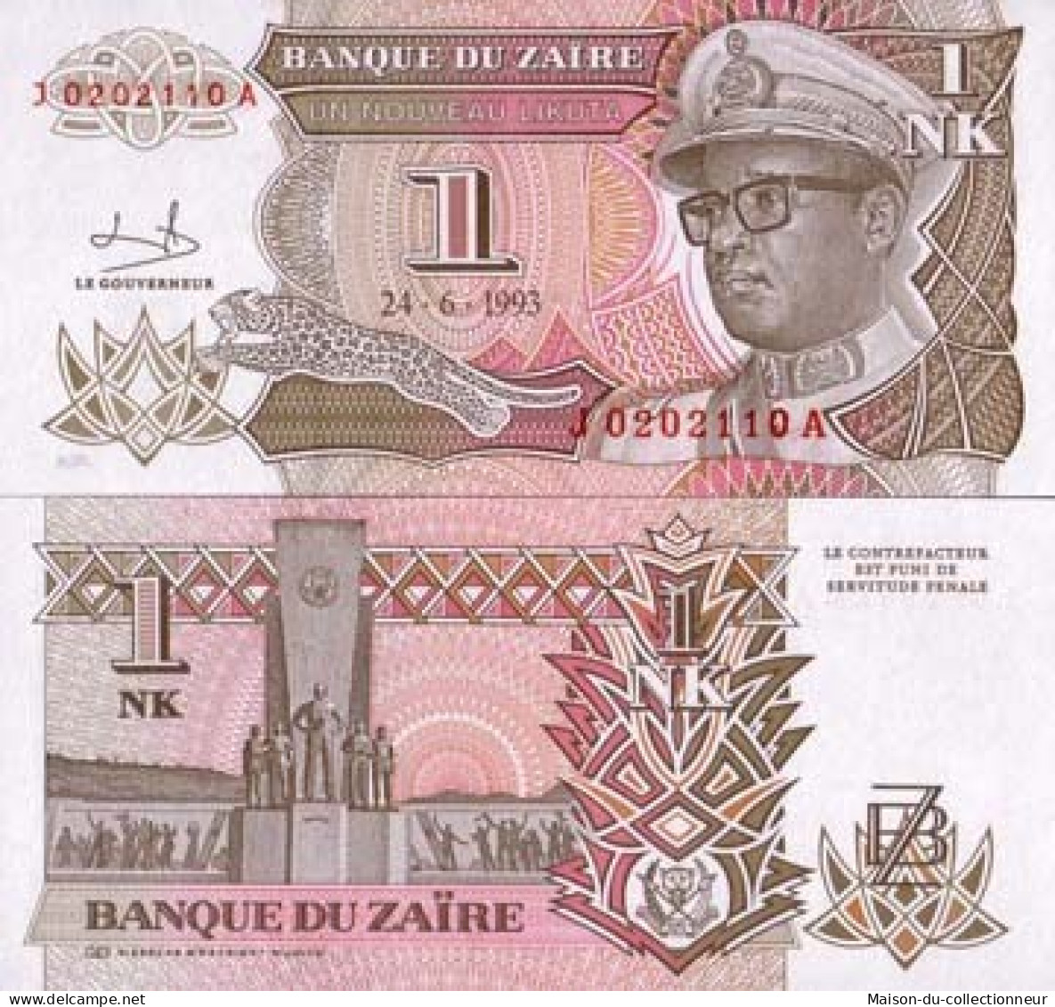 Billets Banque Zaire Pk N° 47 - 1 Nouveau Likuta - Zaïre