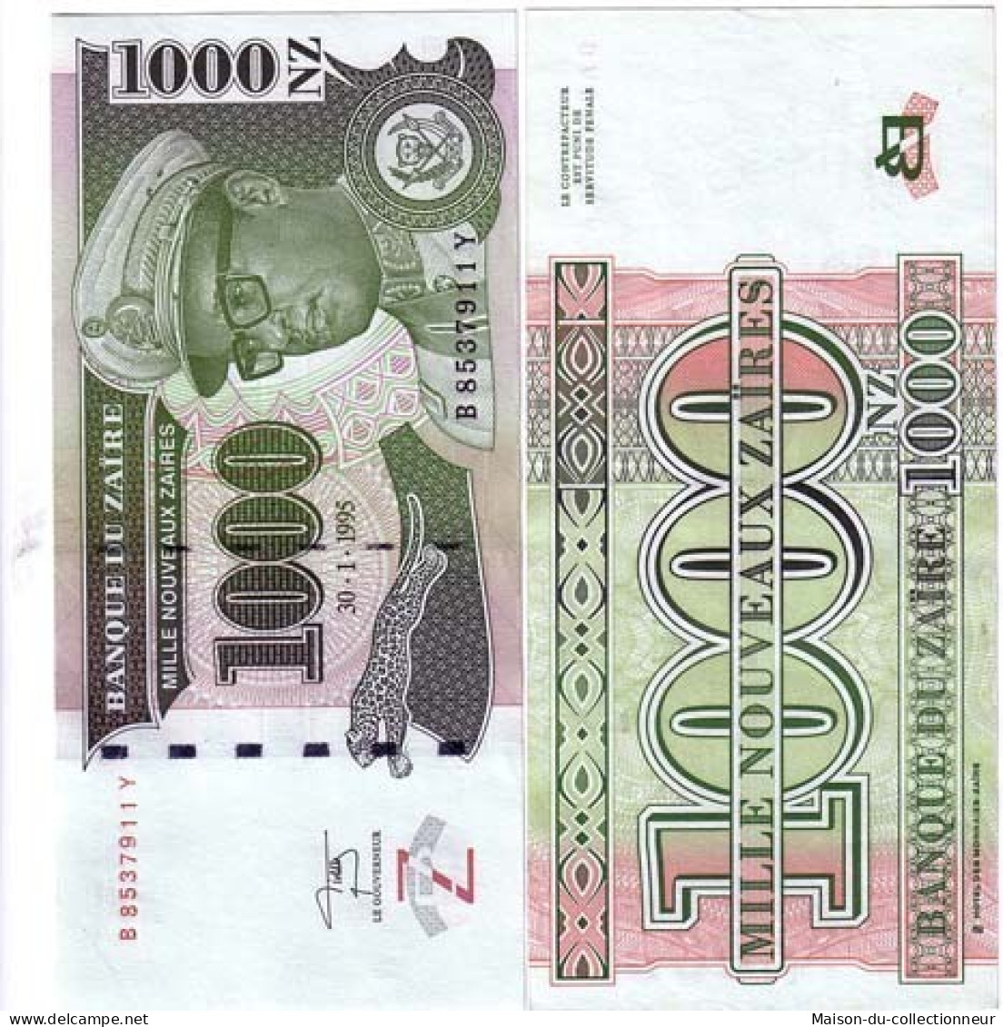 Billets Banque Zaire Pk N° 67 - 1000 Nouveaux Zaires - Zaïre