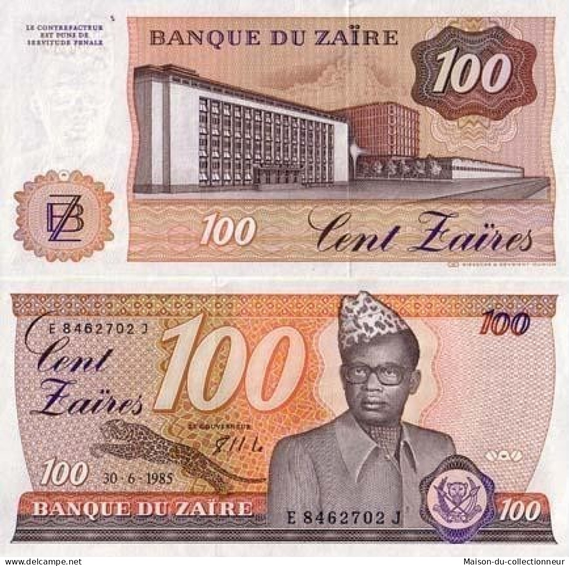 Billets De Banque Zaire Pk N° 29 - 100 Zaires - Zaire