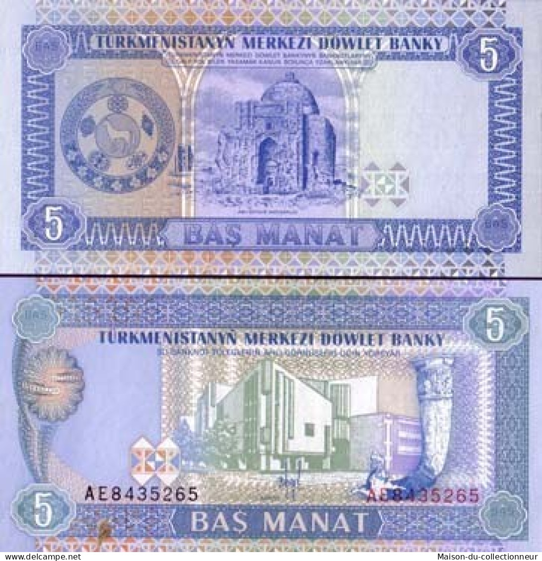 Billet De Collection Turkmenistan Pk N°  2 - 5 Manats - Turkmenistán