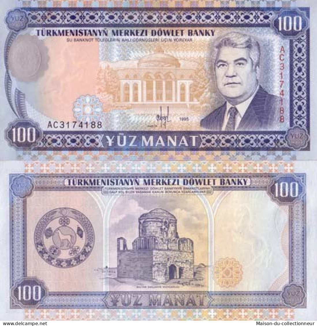 Billets Banque Turkmenistan Pk N°  6 - 100 Manats - Turkménistan