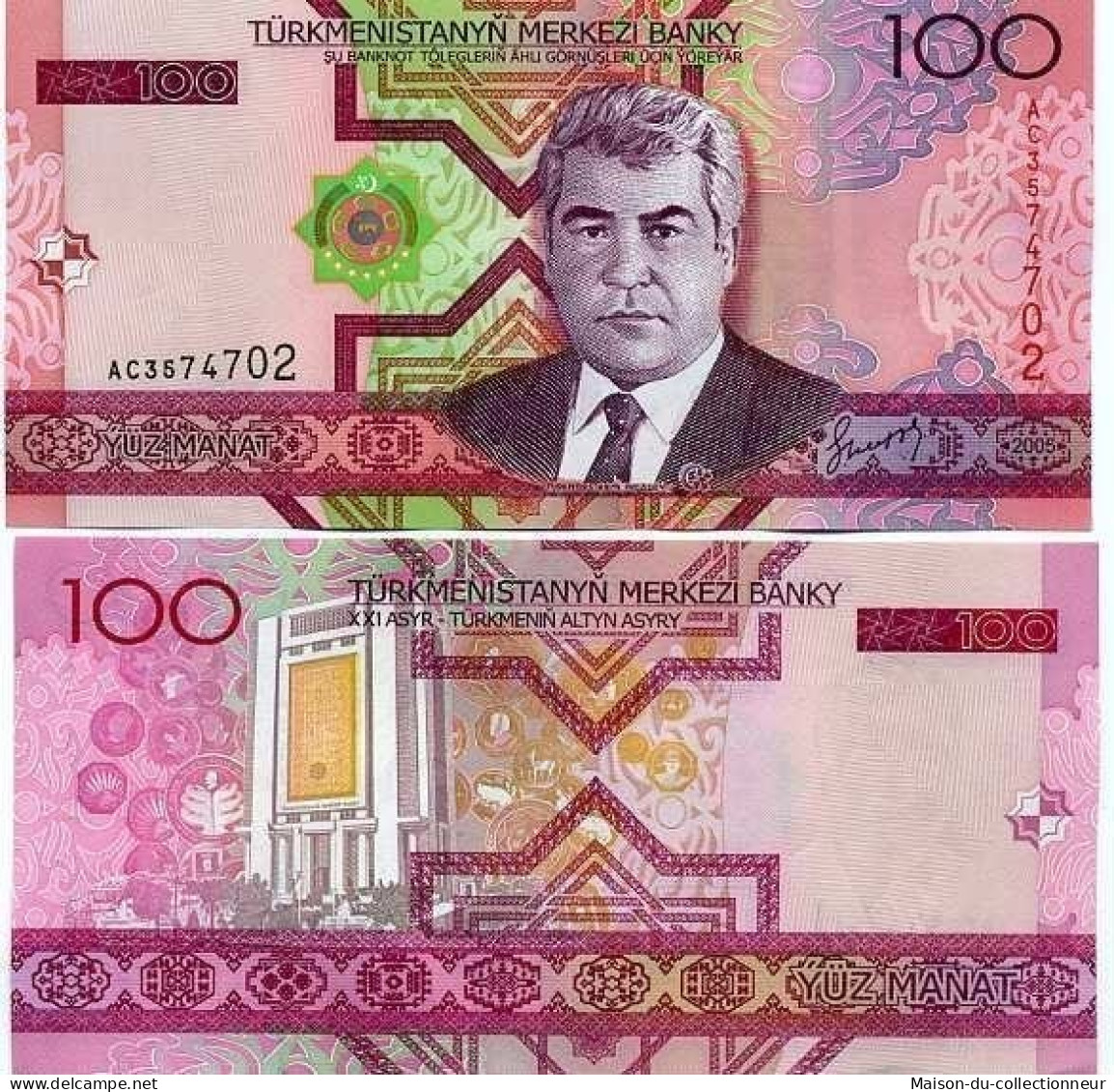 Billets Collection Turkmenistan Pk N° 18 - 100 Manats - Turkmenistán