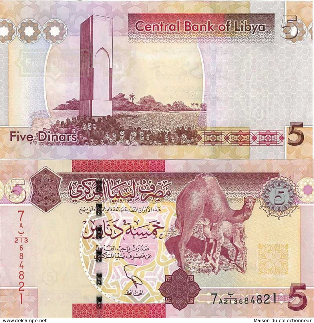 Billets De Banque Libye Pk N° 72New 5 - 5 Dinar - Libya