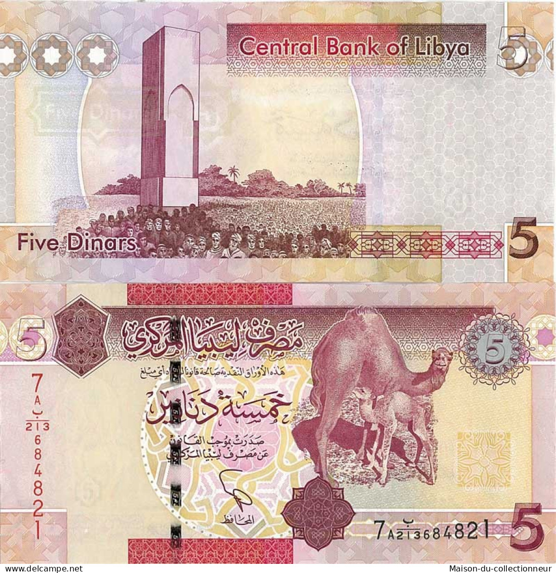 Billets De Banque Libye Pk N° 72New 5 - 5 Dinar - Libyen