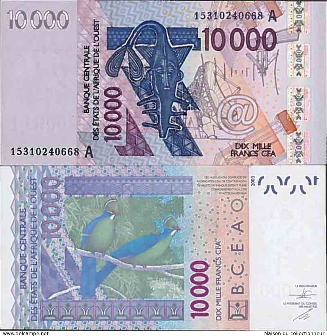 Billet De Banque Collection Afrique De L'ouest - PK N° 118a - 10 000 Francs - Costa De Marfil