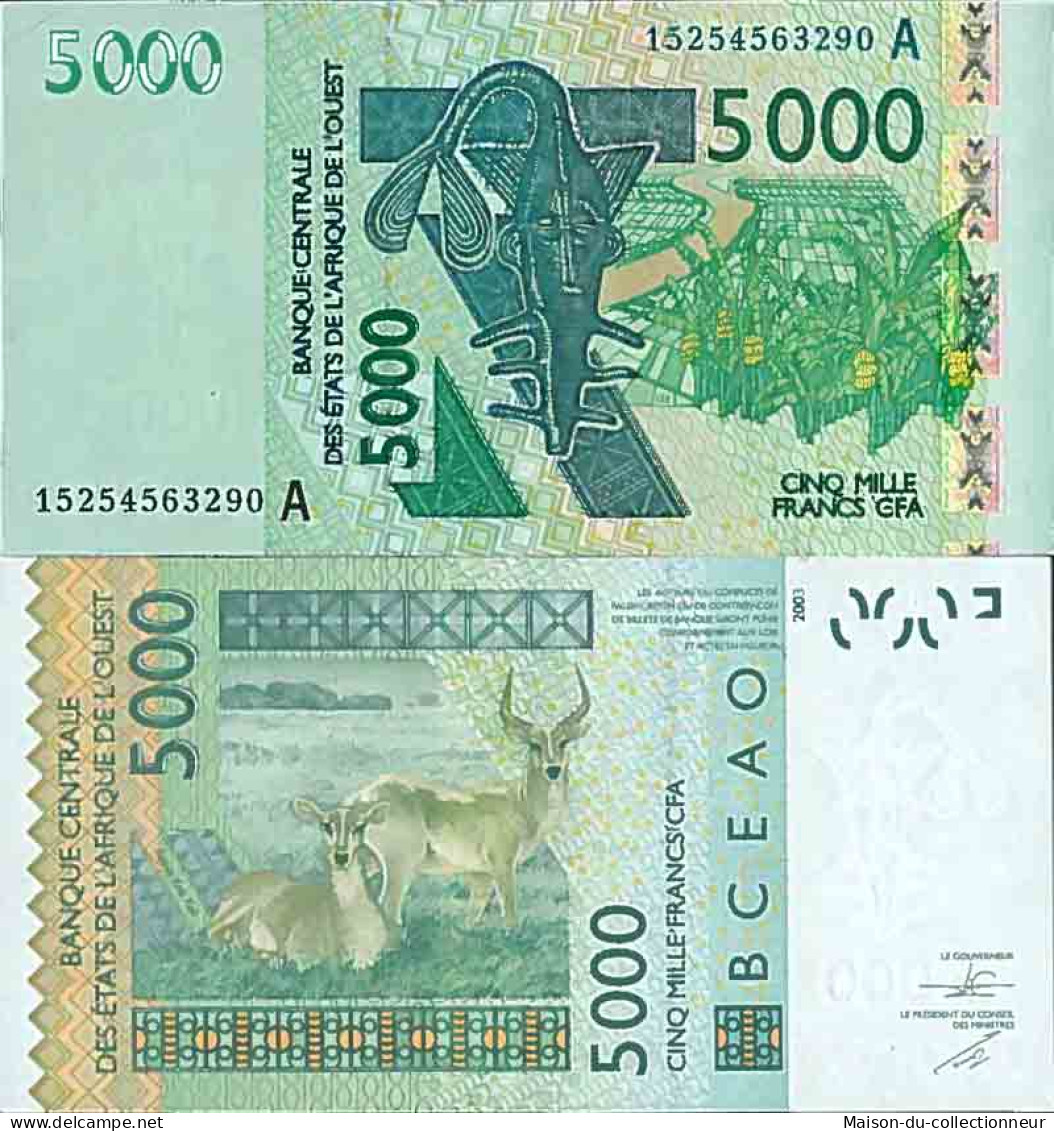 Billet De Banque Collection Afrique De L'ouest - PK N° 117a - 5 000 Francs - Costa De Marfil