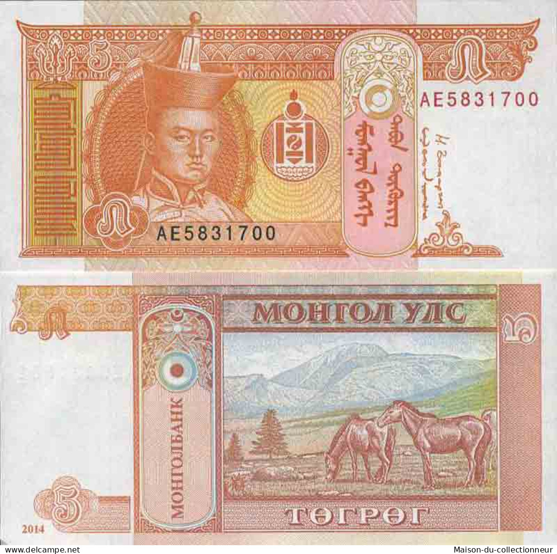 Billet De Banque Collection Mongolie - PK N° 61B - 5 Tugrik - Mongolei