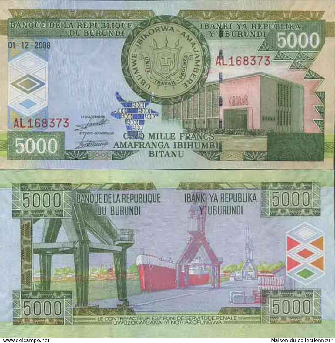 Billet De Banque Collection Burundi - PK N° 48 - 5 000 FRANC - Burundi