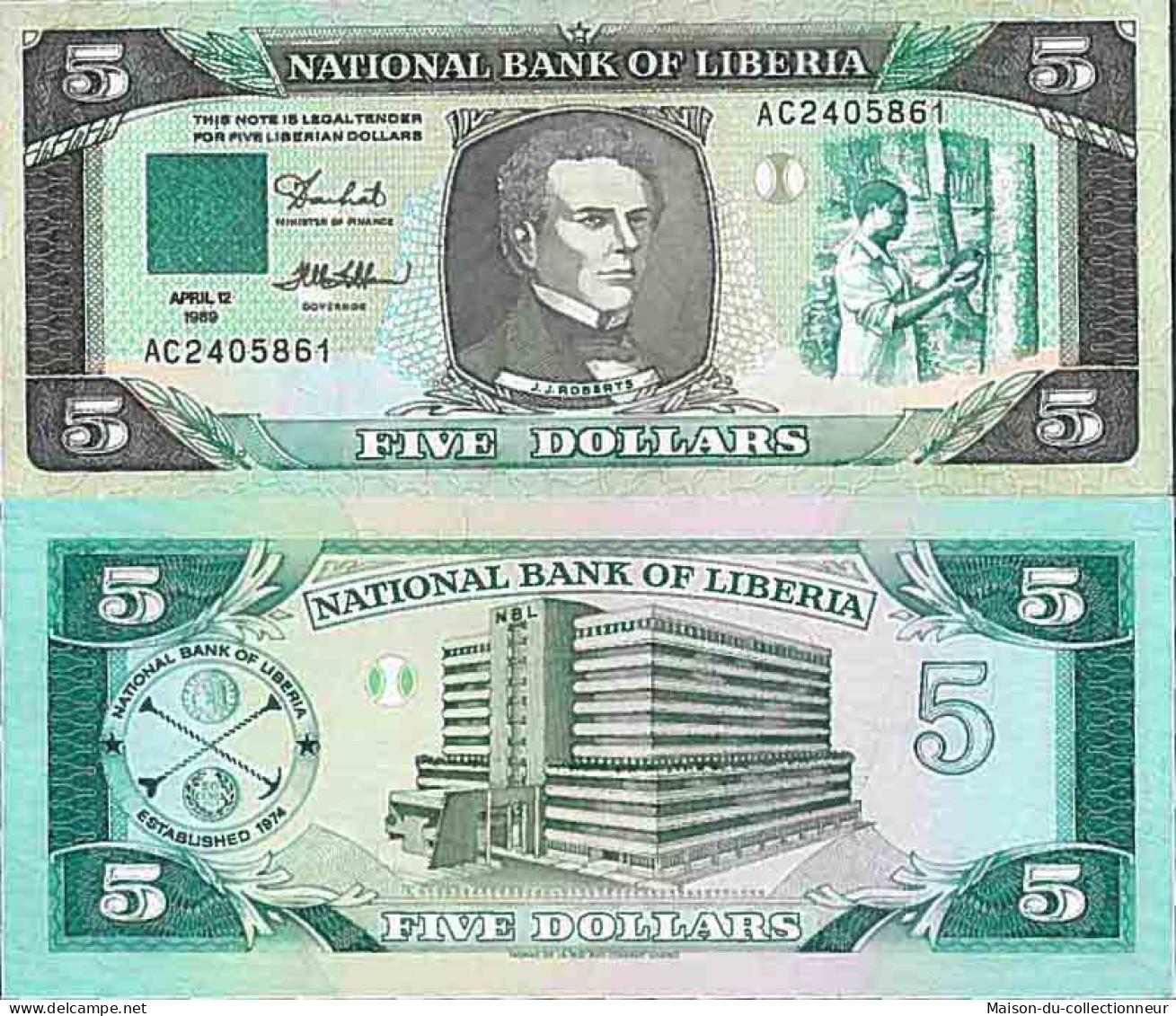 Billet De Banque Collection Liberia - PK N° 19 - 5 Dollars - Liberia