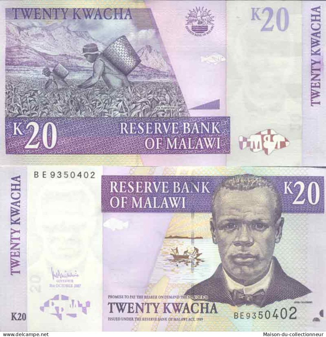 Billet De Banque Collection Malawi - PK N° 52 - 20 Kwacha - Malawi