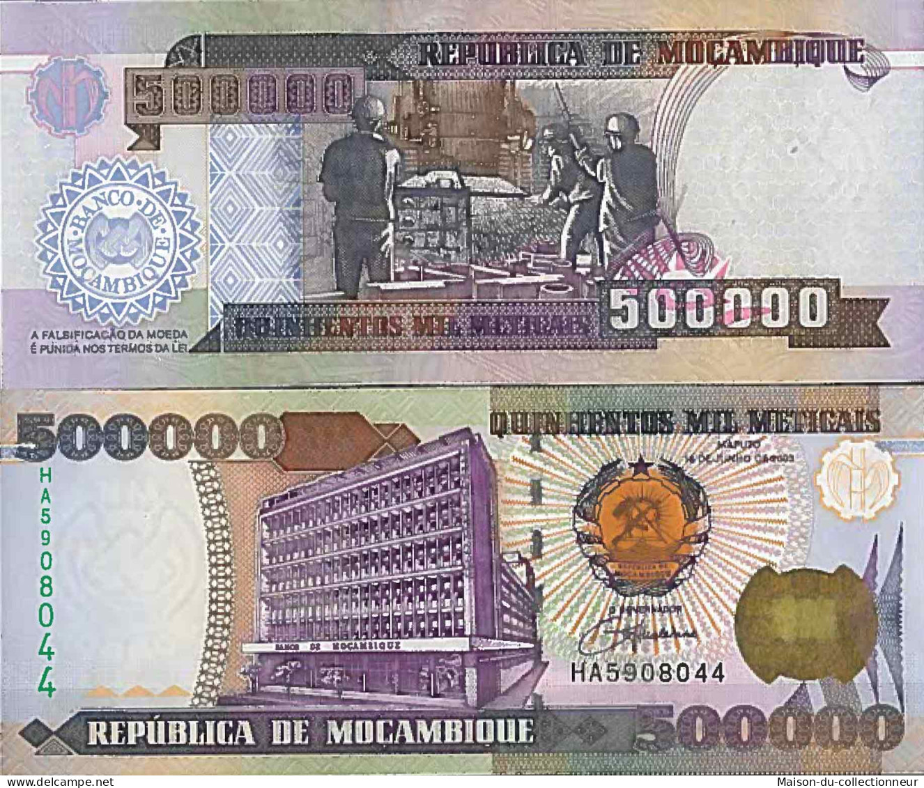 Billet De Banque Collection Mozambique - PK N° 142 - 500 000 Meticais - Moçambique