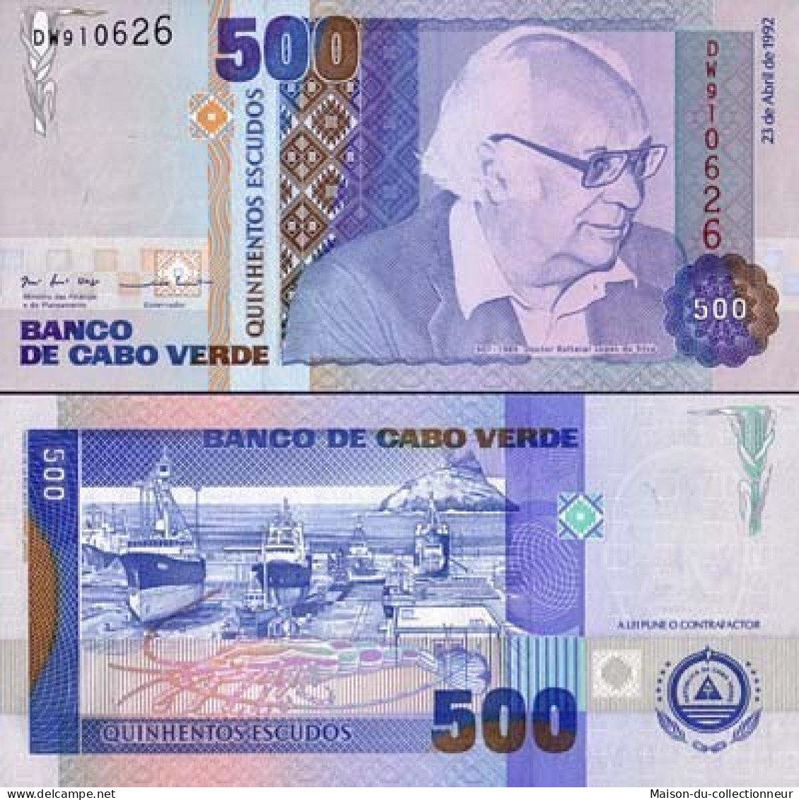 Billet De Banque Cap Vert Pk N° 64 - 500 Escudos - Kaapverdische Eilanden