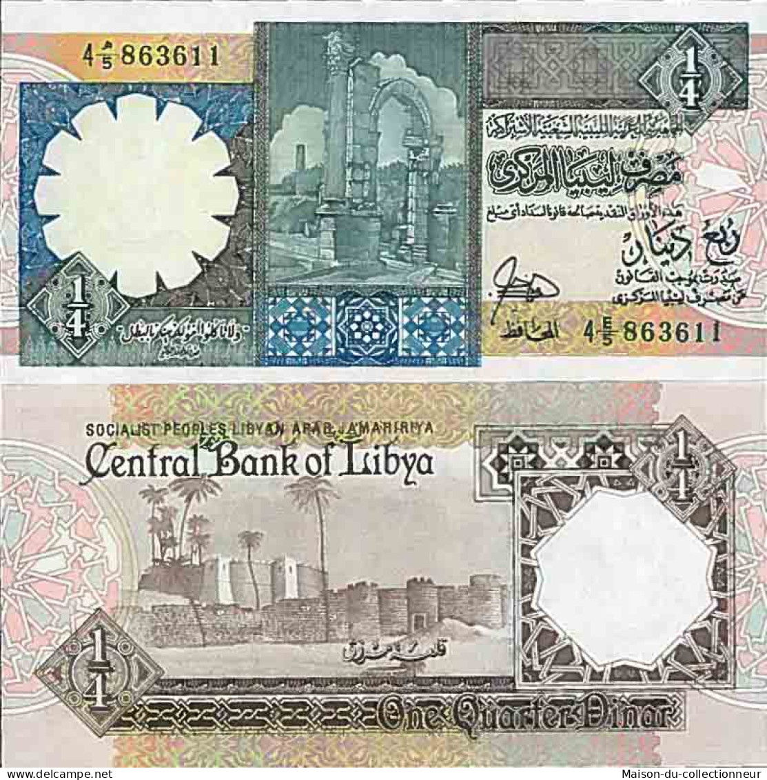 Billet De Banque Collection Libye - PK N° 52 - 1/4 Dinar - Libye