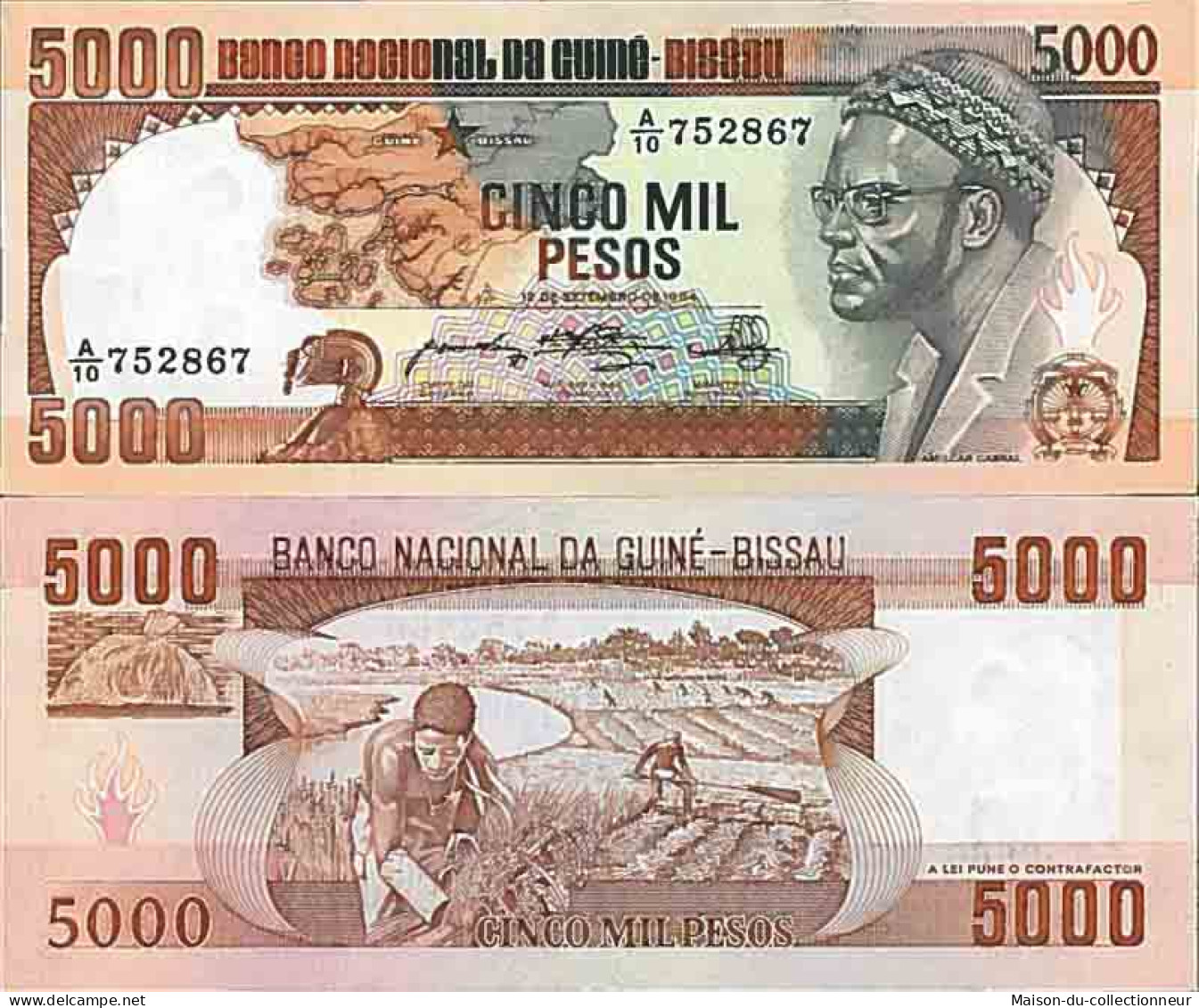 Billet De Banque Collection Guinee  Bissau - PK N° 9 - 5000 Pesos - Guinea-Bissau