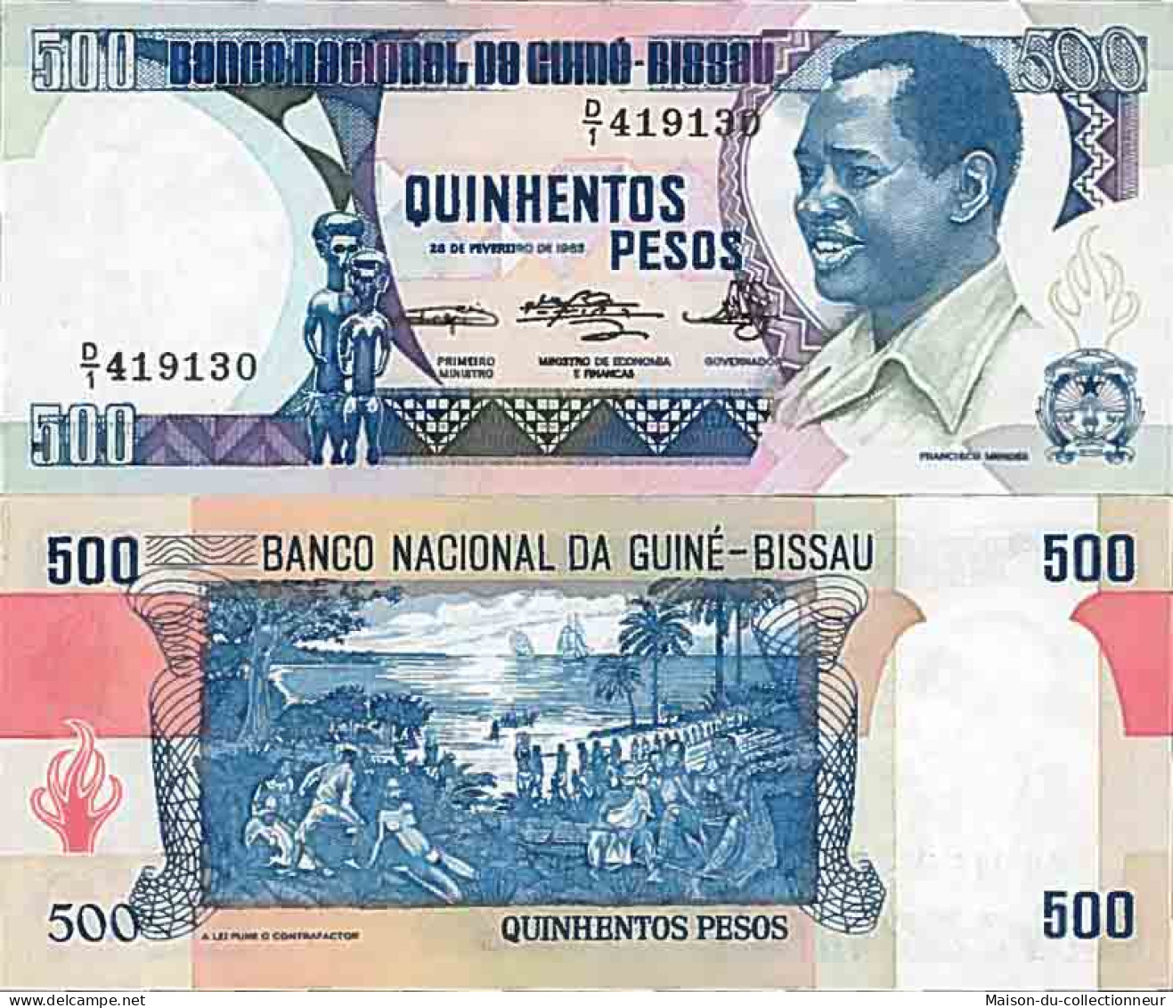 Billet De Banque Collection Guinee  Bissau - PK N° 7 - 500 Pesos - Guinee-Bissau