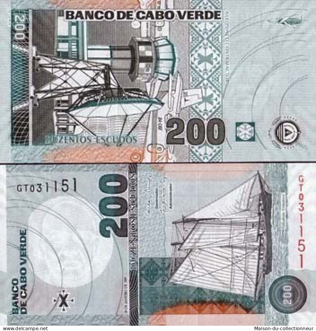 Billet De Collection Cap Vert Pk N° 68 - 200 Escudos - Cabo Verde