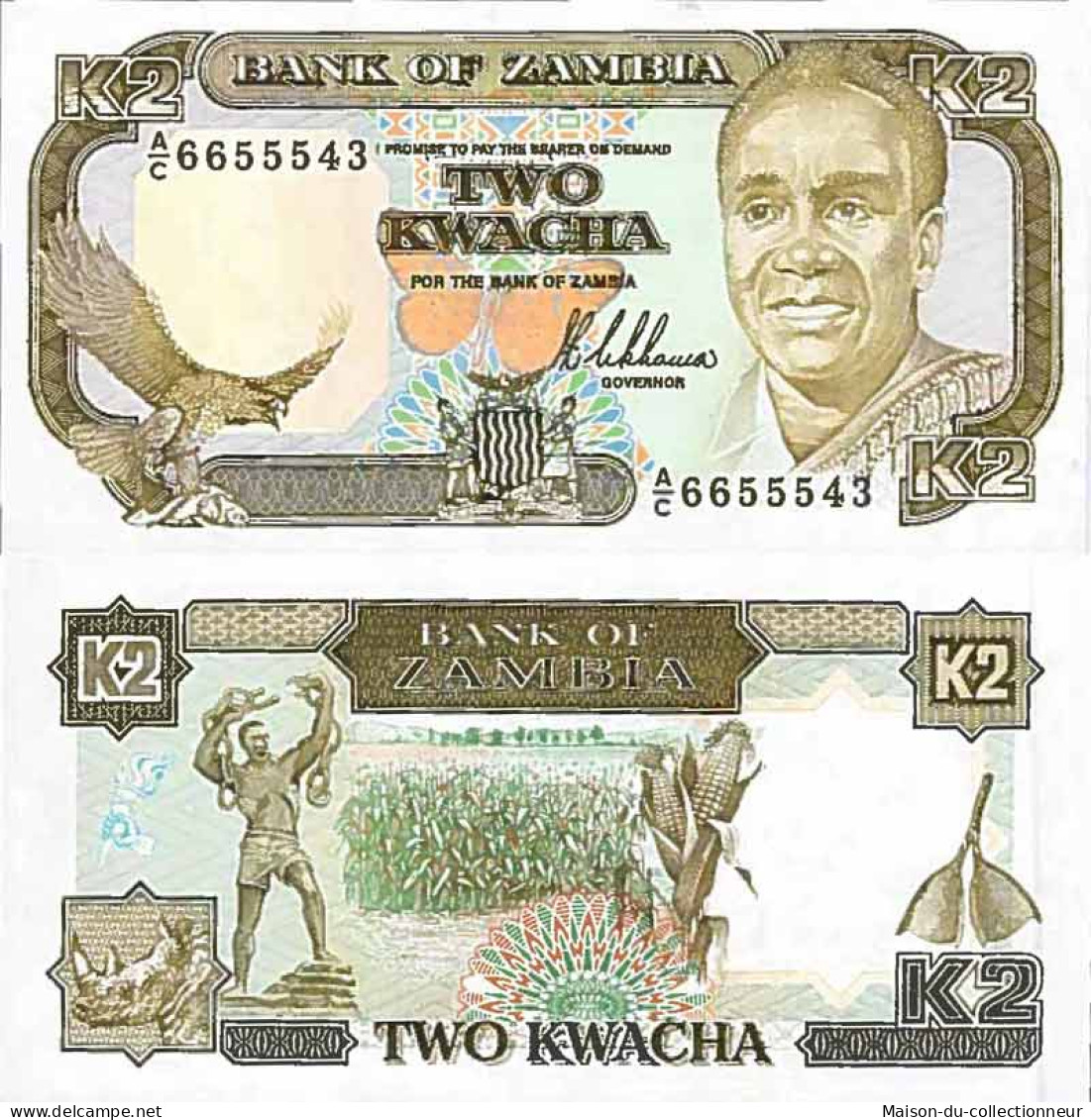 Billet De Banque Collection Zambie - PK N° 29 - 2 Kwacha - Zambia