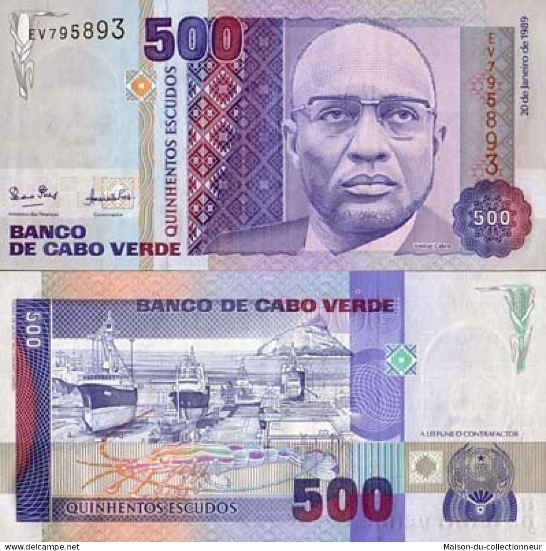 Billet De Banque Cap Vert Pk N° 59 - 500 Escudos - Kaapverdische Eilanden